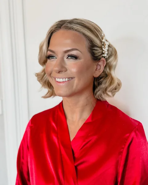 Side-Swept Half-Up Style with Pearl Clip