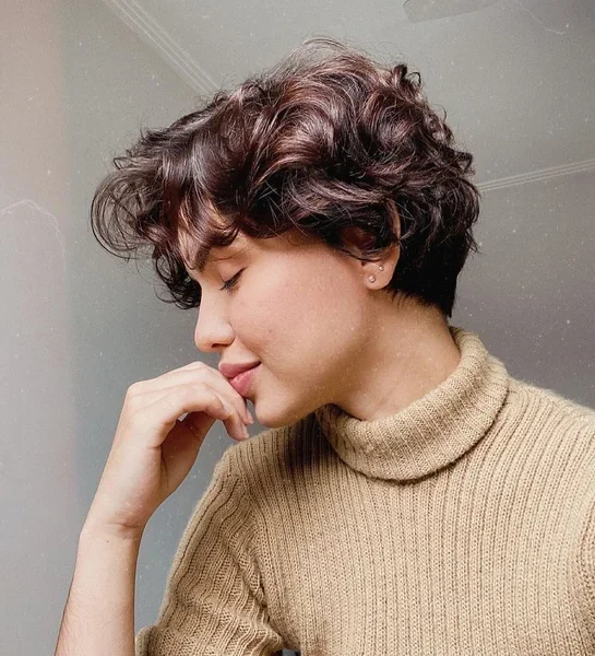 Soft Curly Pixie with Fringe