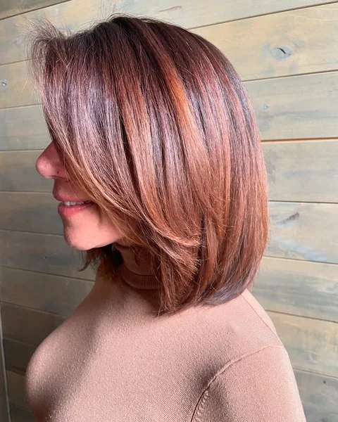 Straight Layered Bob with Copper Tones