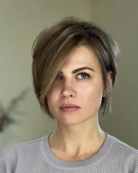 Long Pixie Bob Haircut with Bangs
