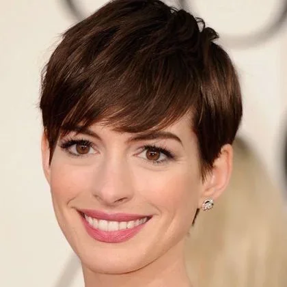 Sleek Brunette Pixie with Side Bangs