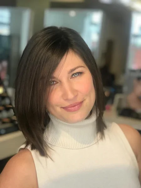 Straight Brunette Bob with Side Bang