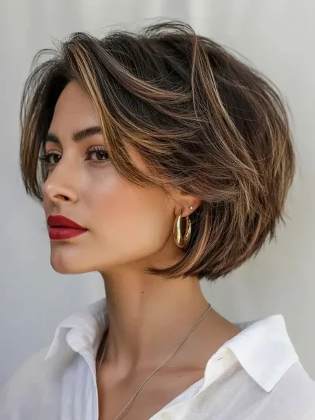 Textured Balayage Pixie With Bangs
