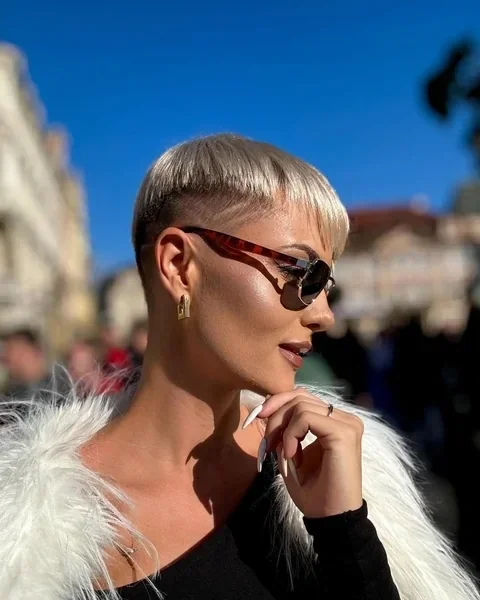 Blonde Pixie Undercut with Fringe