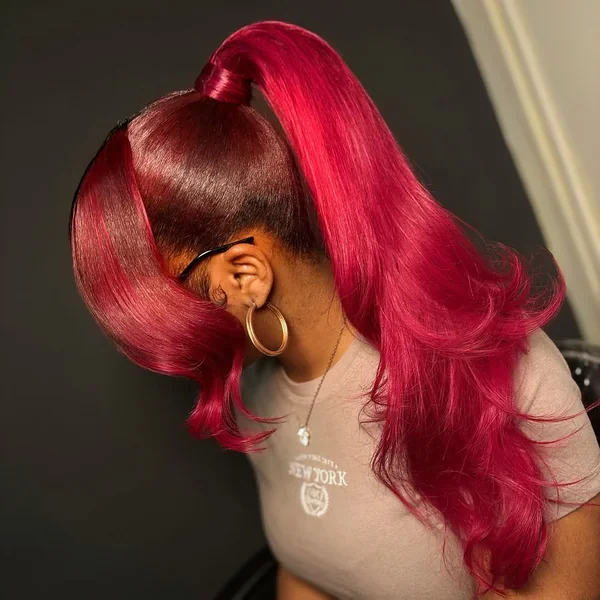 Red Barbie Ponytail with Swoop