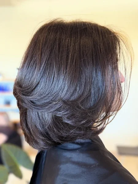 Layered Brunette Bob, Back View