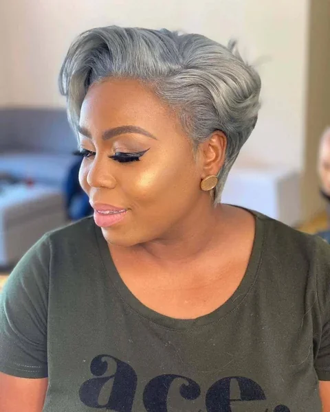 Grey Pixie Bob Haircut