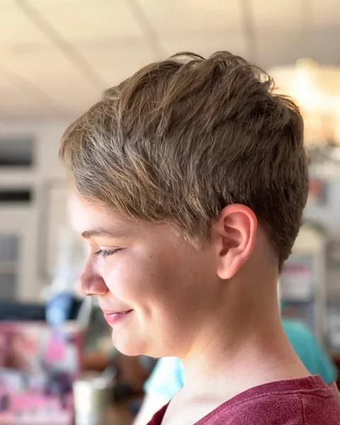 Soft Layered Pixie, Side View