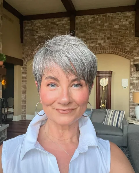 Classic Gray Pixie With Soft Bangs