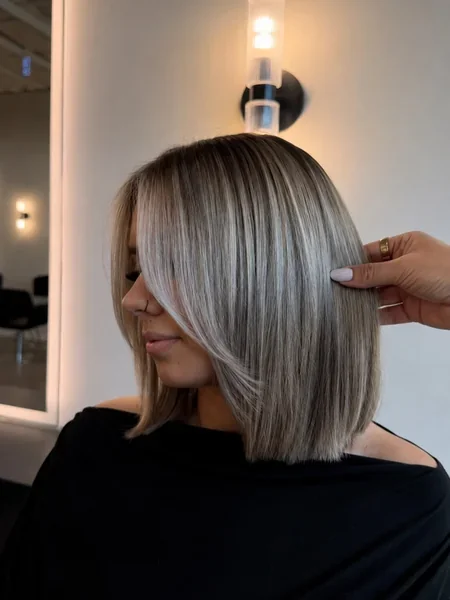 Sleek Ash-Blonde Straight Bob
