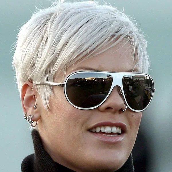 Icy Platinum Pixie with Side Fringe