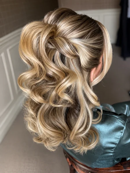 Voluminous Curly Half-Up Ponytail